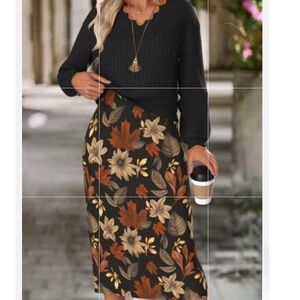 New w/o tags Modilily sleeveless fall midi dress with pullover sweater size L